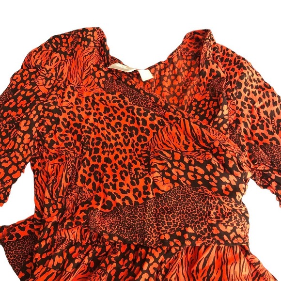 ASOS Design wrap long sleeve top Size 2 Red Animal  Tiger Print - Picture 9 of 12